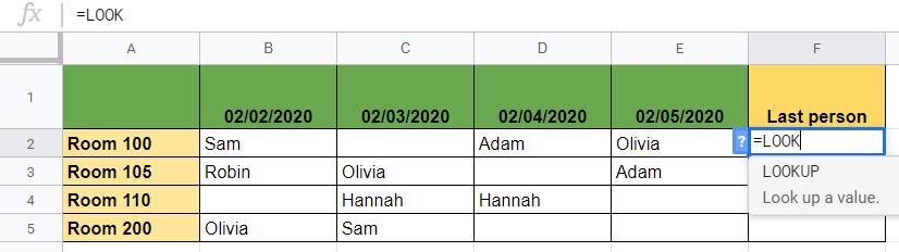 Tìm giá trị cuối của mỗi hàng | Google Sheets